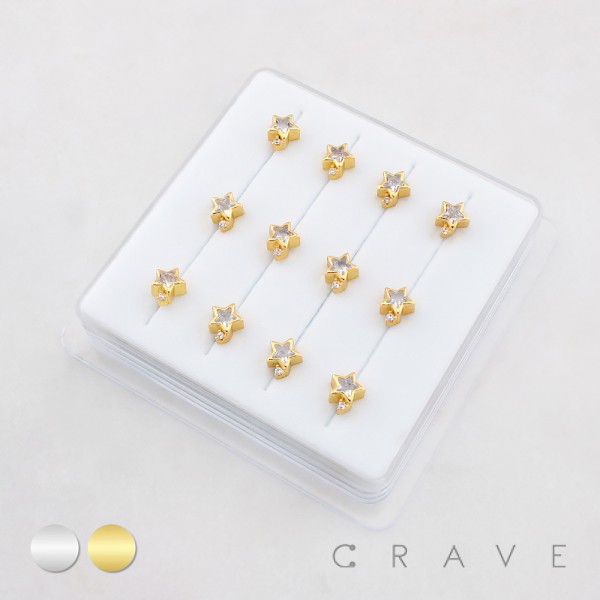 TWINKLE STAR CZ SPARKLING SKY 316L SURGICAL STEEL L-SHAPE NOSE BOX